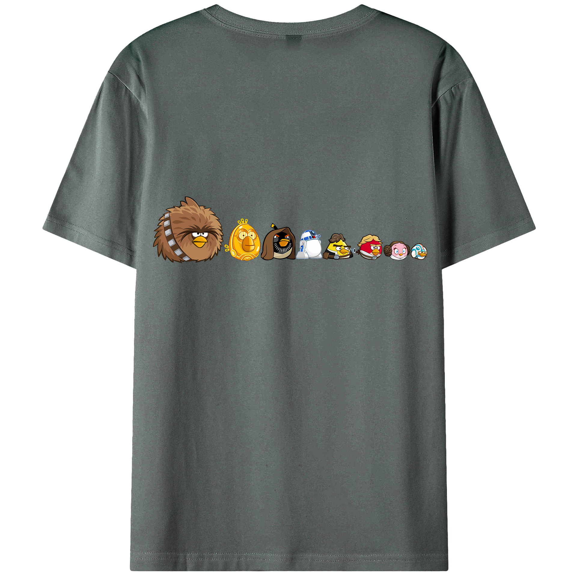 （画像用） Angry Birds アングリーバード 綿100％ メンズ半袖Tシャツ（バックプリント） 通気性